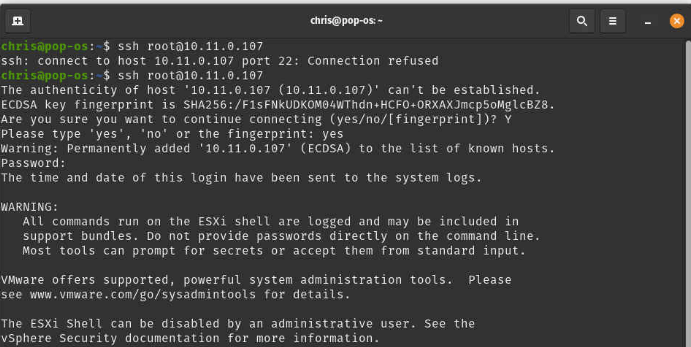 We logged in as root