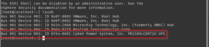 Success, VMware is able to detect the UPS
